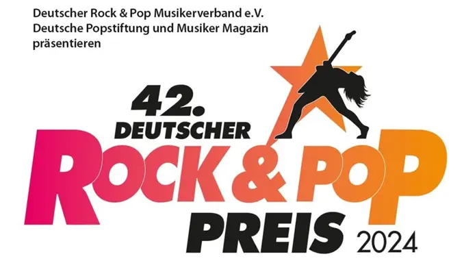 Logo des 42. Deutschen Rock- und Poppreises 2024 mit der Silhouette eines Gitarristen